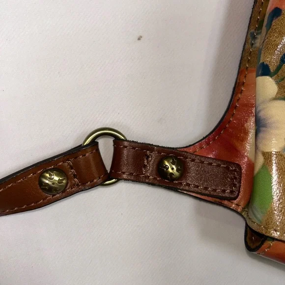 Patricia Nash glazed leather floral studded messenger crossbody - Picture 12 of 16